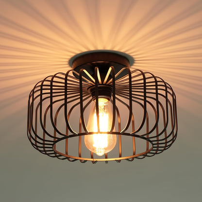 Zwarte plafondlamp – moderne metalen hanglamp met ronde kap en E27 fitting voor keuken, gang en woonkamer