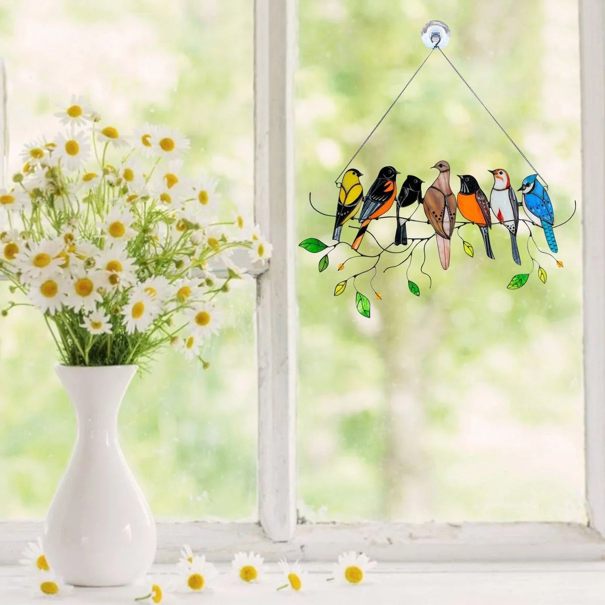 Glas-In-Lood Vogel Suncatcher Voor Licht En Decoratie