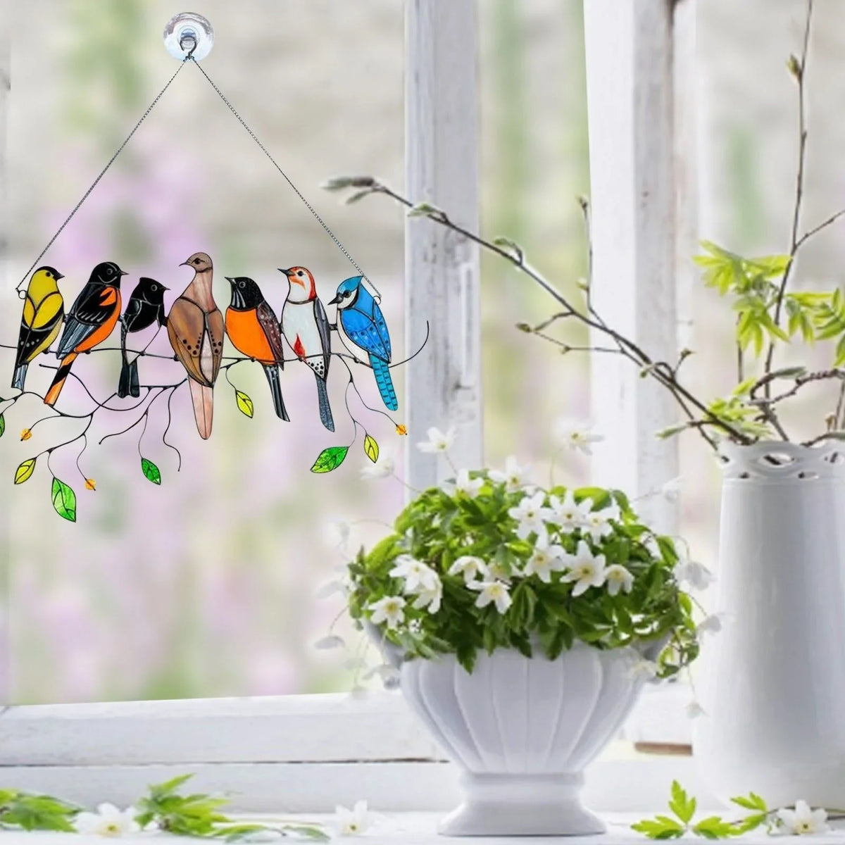 Glas-In-Lood Vogel Suncatcher Voor Licht En Decoratie