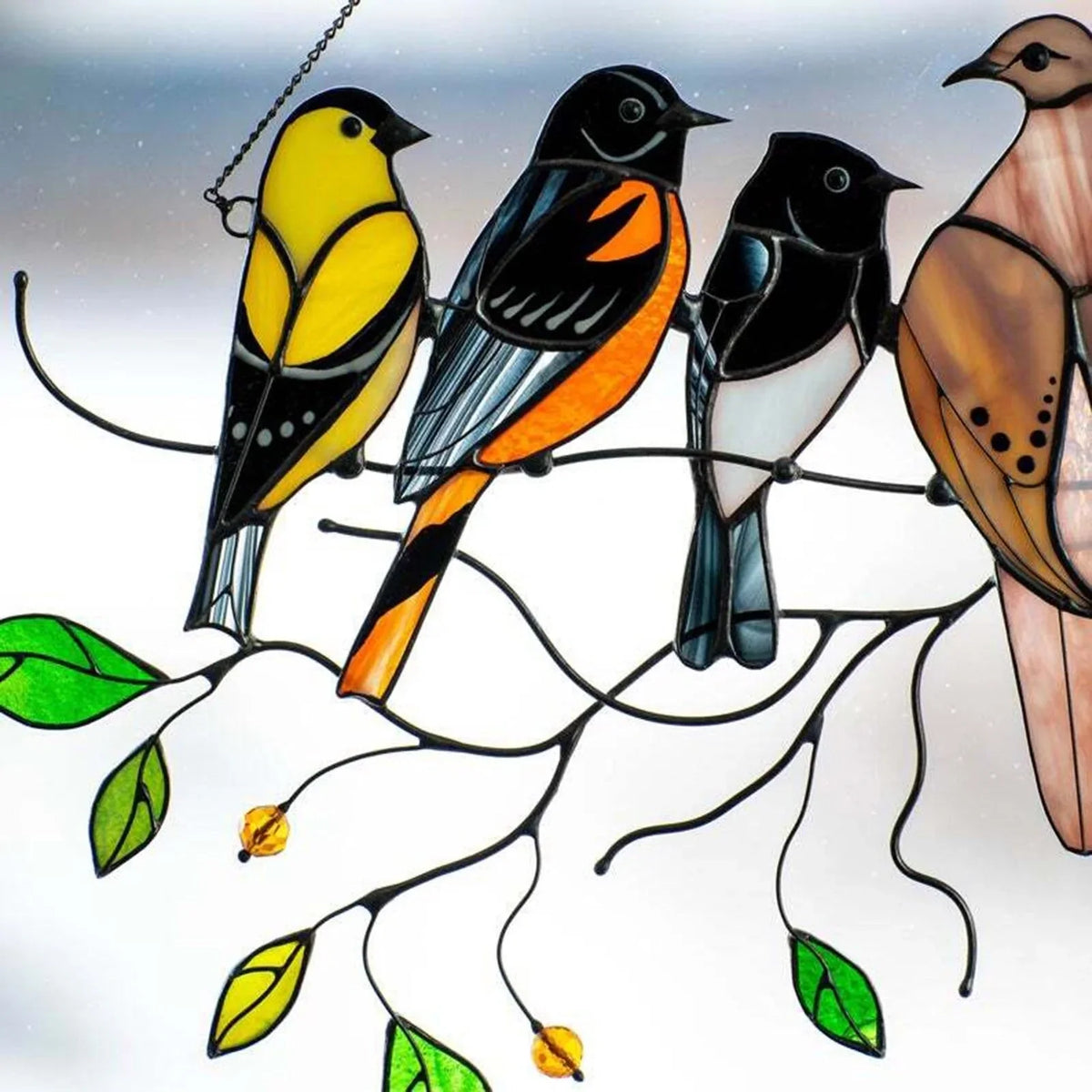 Glas-In-Lood Vogel Suncatcher Voor Licht En Decoratie