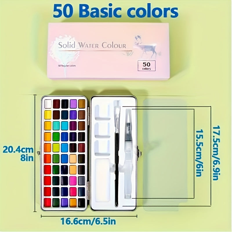 Vaste aquarelverfset – 50/100 kleuren in metalen doos voor professioneel en creatief gebruik
