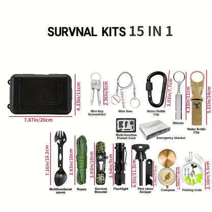 Klaar voor Elk Avontuur – 15-in-1 Survivalset voor Buiten & Cadeau