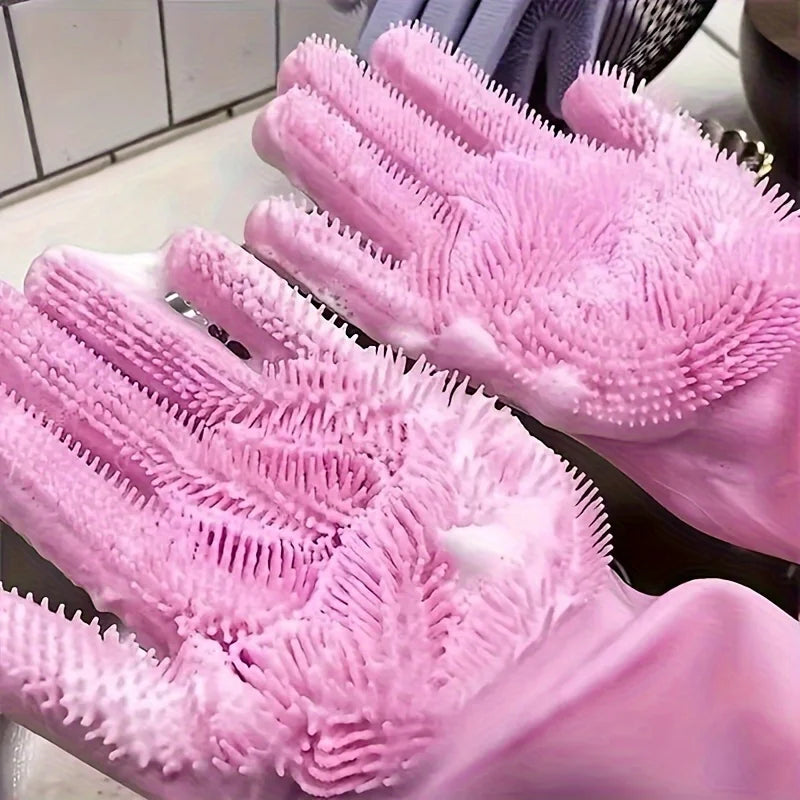 Siliconen Afwashandschoenen Met Geïntegreerde Borstels Voor Efficiënte Keukenreiniging