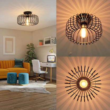 Zwarte plafondlamp – moderne metalen hanglamp met ronde kap en E27 fitting voor keuken, gang en woonkamer