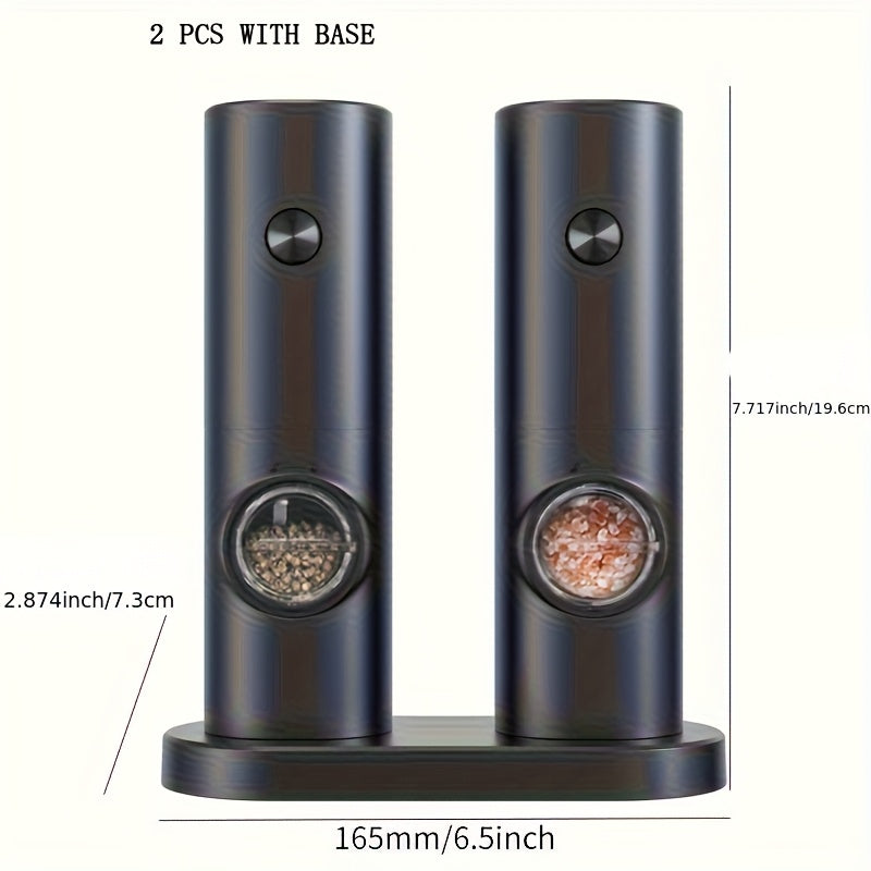 2 stuks elektrische peper- en zoutmolen met LED en verstelbare maalgraad