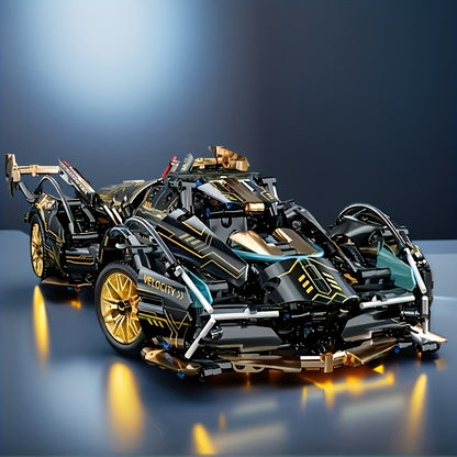 Beperkte editie sportwagen bouwset in zwart-goud