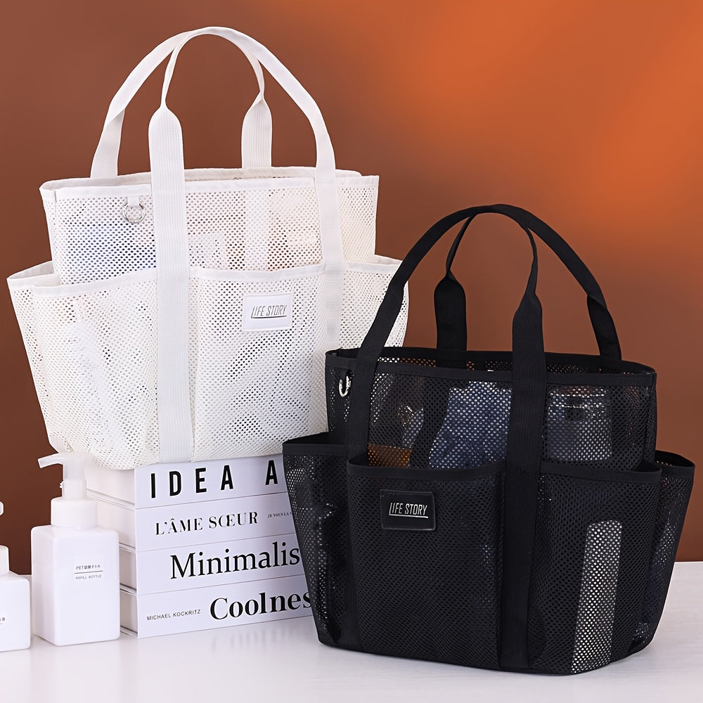 Mesh Beach Tote Bag met Meerdere Zijvakken