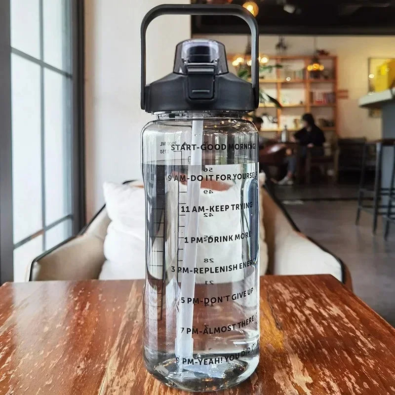 Motivatie Waterfles Met Tijdmarkeringen En Drinkriet Voor Dagelijks Gebruik