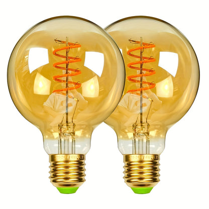 AmberGlow Spiraal LED-lampen – Set van 2 Vintage Bolvormige Lichtbronnen
