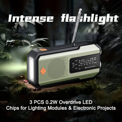 Zonne-Handcrank Noodradio – AM/FM/NOAA, LED Zaklamp & SOS voor Buiten en Noodgebruik