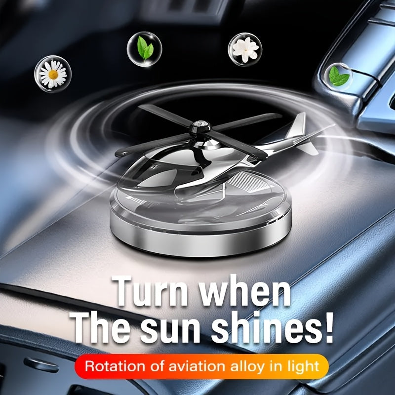 Zilverkleurige Solar Roterende Helikopter Auto Diffuser