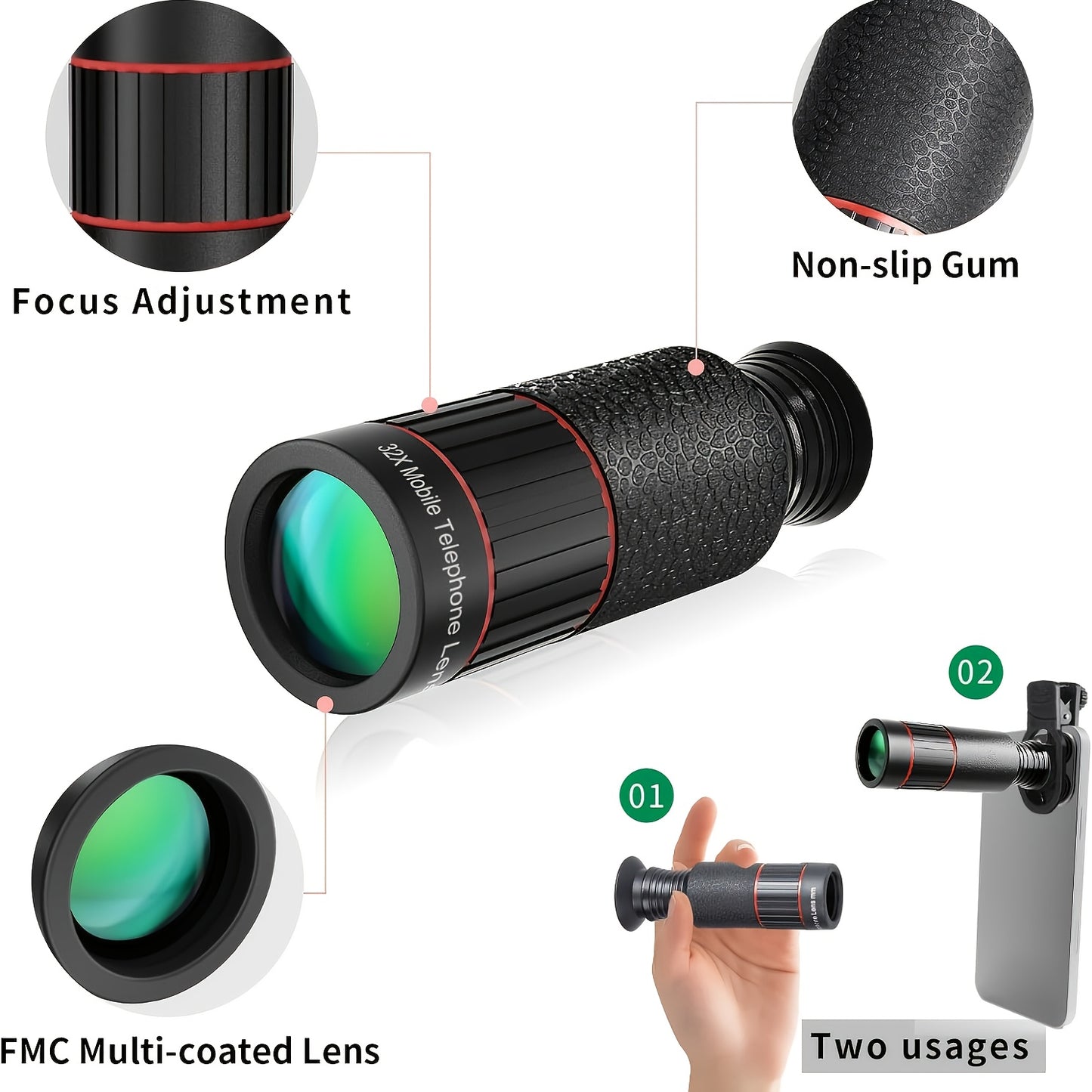 32x Zoom Telefoonlens voor Outdoor Avonturen