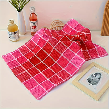 ColorGrid Wafeldoekenset – 8 Stuks Super Absorberende Katoenen Keukenhanddoeken met Geruit Patroon