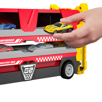 Speelgoed Vrachtwagen met Uitschuifbare Racebaan en 6 Auto's