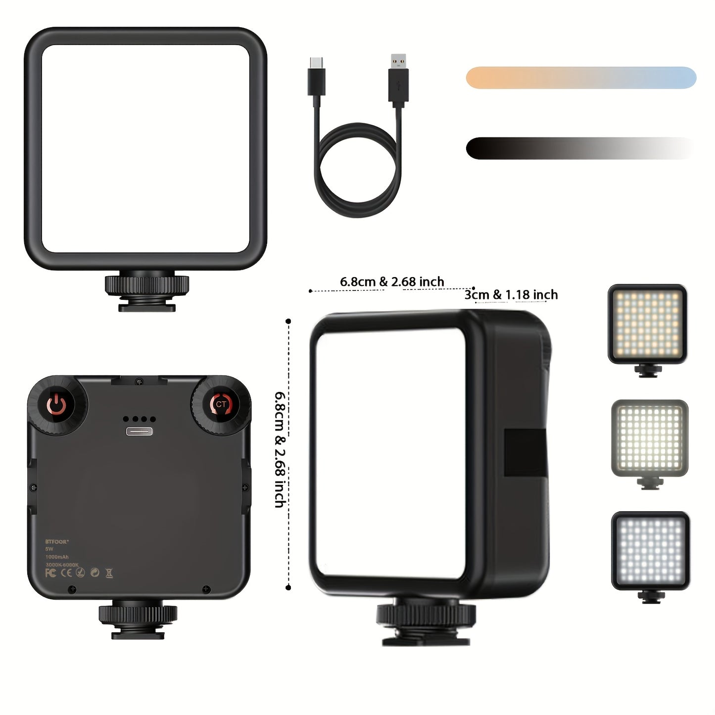 LED Draagbare Videolamp met Clip en Instelbare Tint