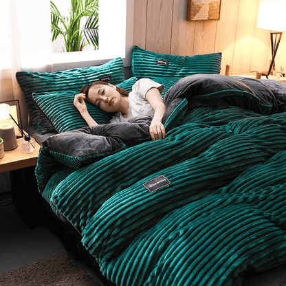 Warme Winter Beddengoedset van Koraalfleece en Fluweel