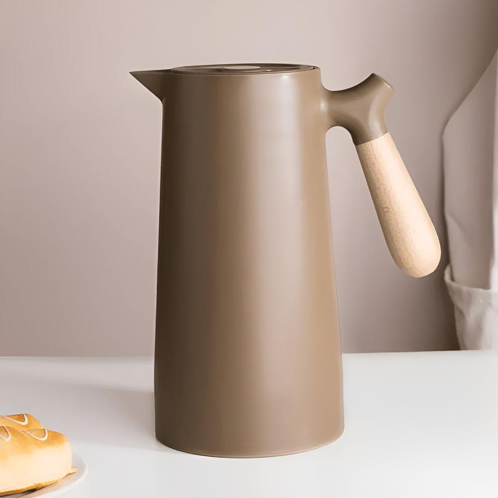 Geïsoleerde Karaf Met Houten Handvat En Dubbelwandige Constructie
