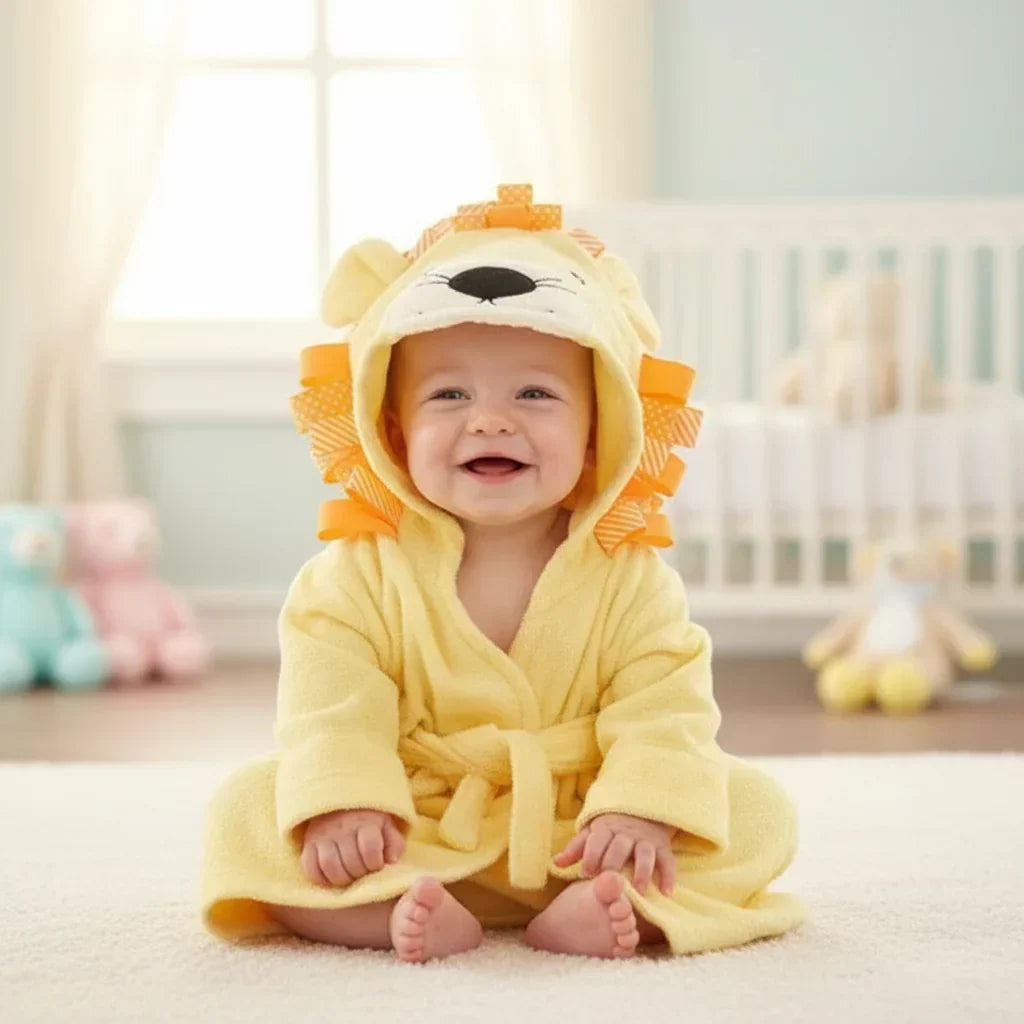 Zachte Babybadjas met Capuchon en Schattige Dierenoortjes