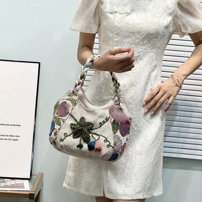 Boheemse Handgemaakte Handtas – Decoratieve Bloem Tote