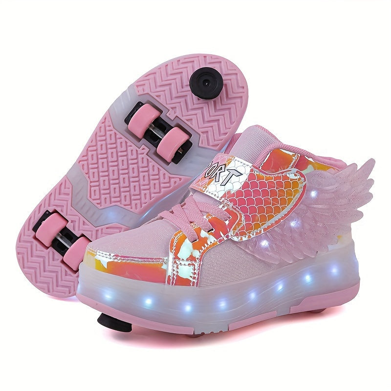 LED Rolschaats Sneakers Met Vleugeldetail En USB Oplaadbare Verlichting