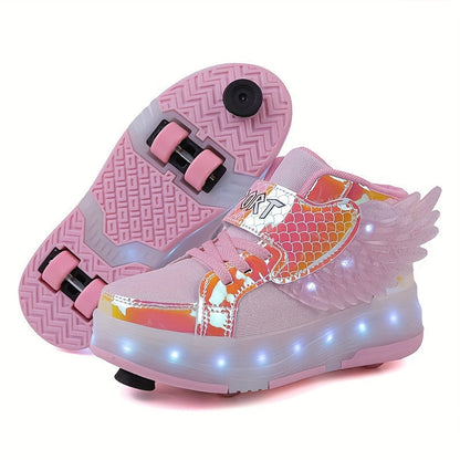 LED Rolschaats Sneakers Met Vleugeldetail En USB Oplaadbare Verlichting