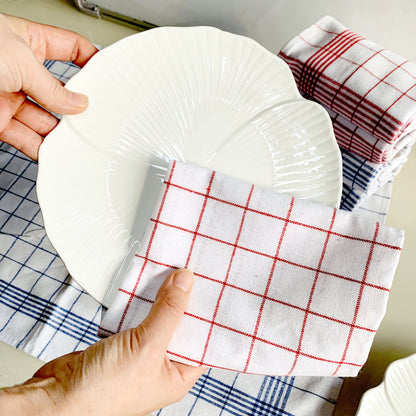 RetroCheck Theedoekenset – 10 Stuks Grote Geruite Keukendoeken van 100% Katoen