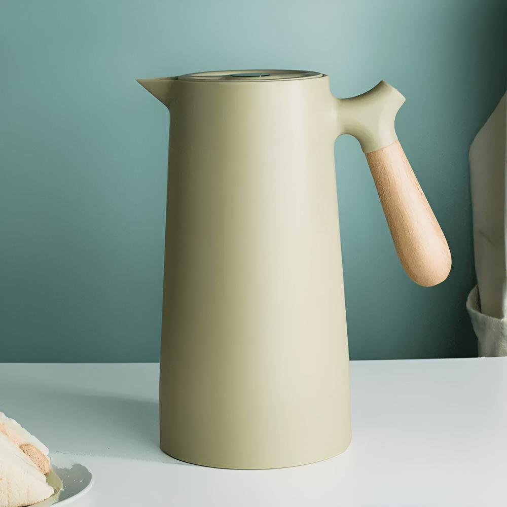 Geïsoleerde Karaf Met Houten Handvat En Dubbelwandige Constructie