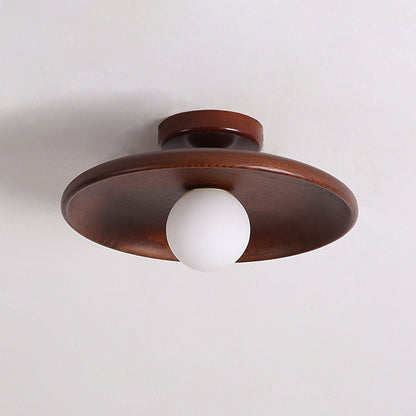 Houten Plafondlamp Met Zachte Lichtbol En Scandinavische Uitstraling