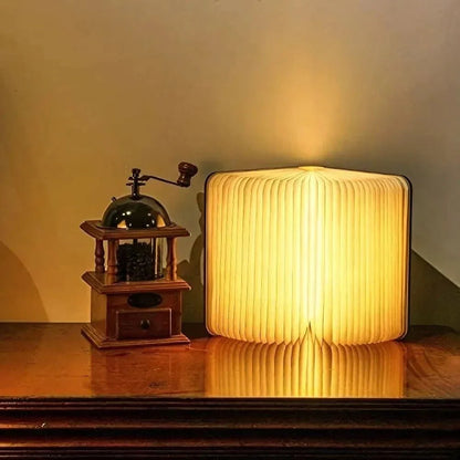 Opvouwbare Boeklamp Met Hout En Papier Voor Creatieve En Draagbare Sfeerverlichting
