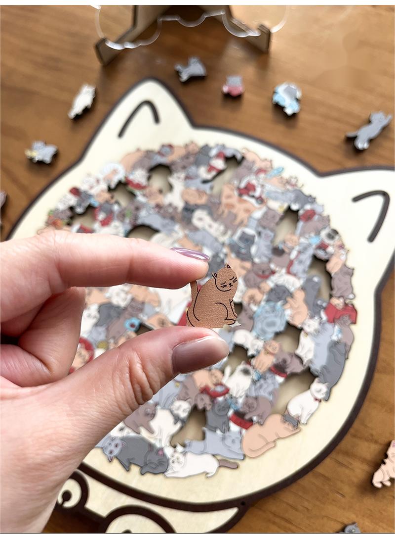 Houten Kattenpuzzel Met 135 Stukjes Voor Ontspanning En Decoratie