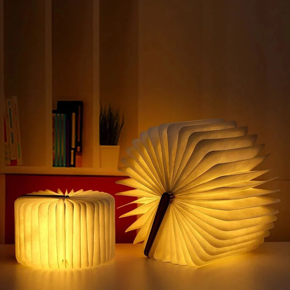 Opvouwbare Boeklamp Met Hout En Papier Voor Creatieve En Draagbare Sfeerverlichting
