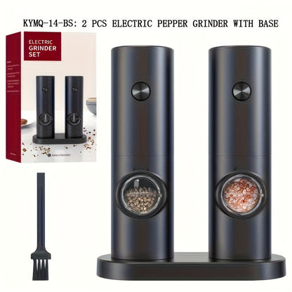 2 stuks elektrische peper- en zoutmolen met LED en verstelbare maalgraad