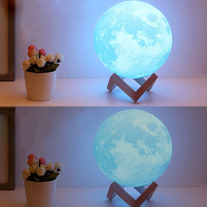Houten Maanlamp met Kleurenlicht en Timerfunctie