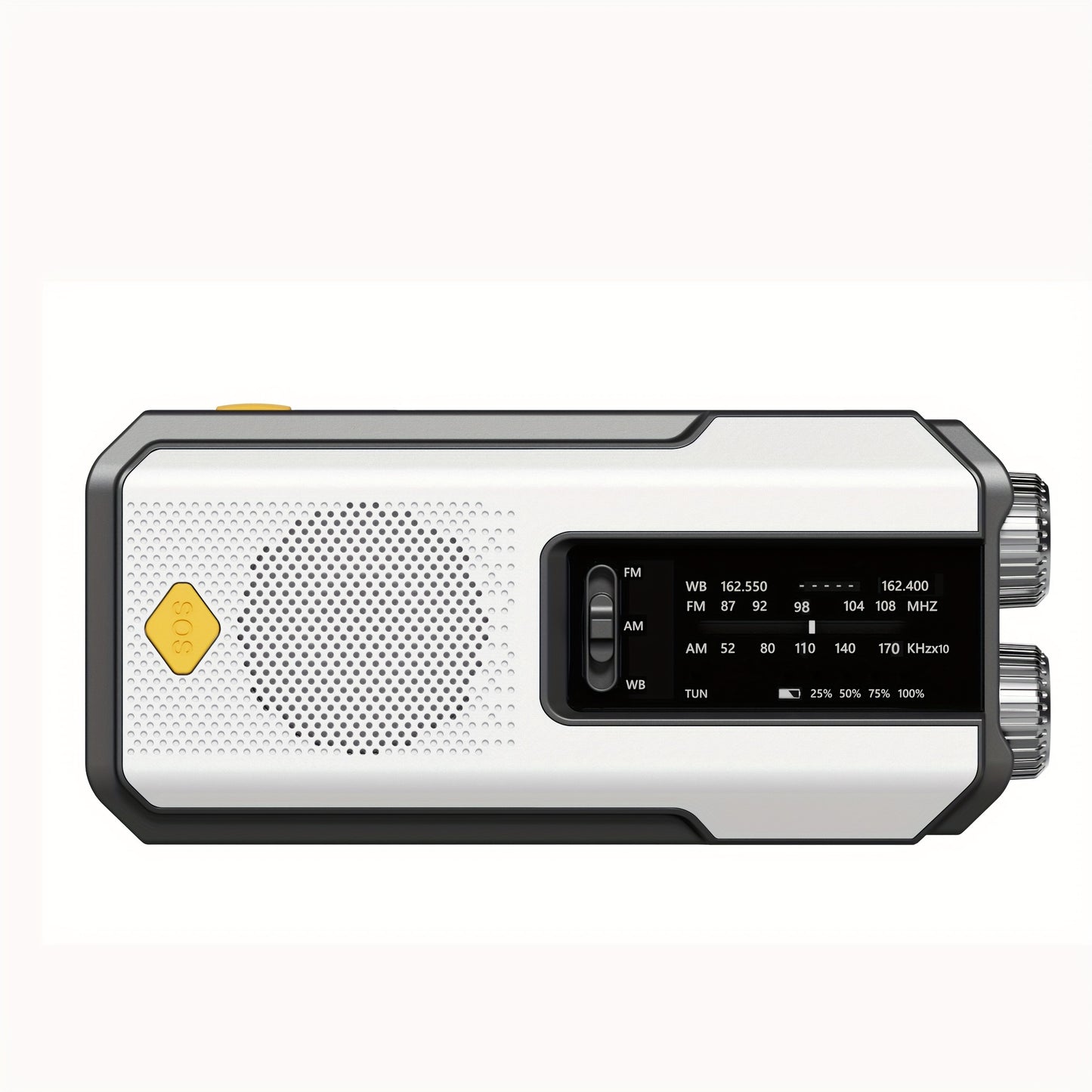 Draagbare Noodradio met Handzwengel, Zonnepaneel en LED‑Zaklamp