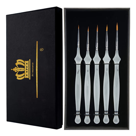 Micro detailpenselen – 5-delige set met korte steel voor aquarel, acryl en miniatuurschildering