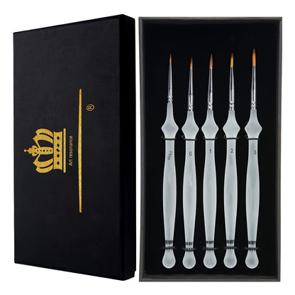 Micro detailpenselen – 5-delige set met korte steel voor aquarel, acryl en miniatuurschildering