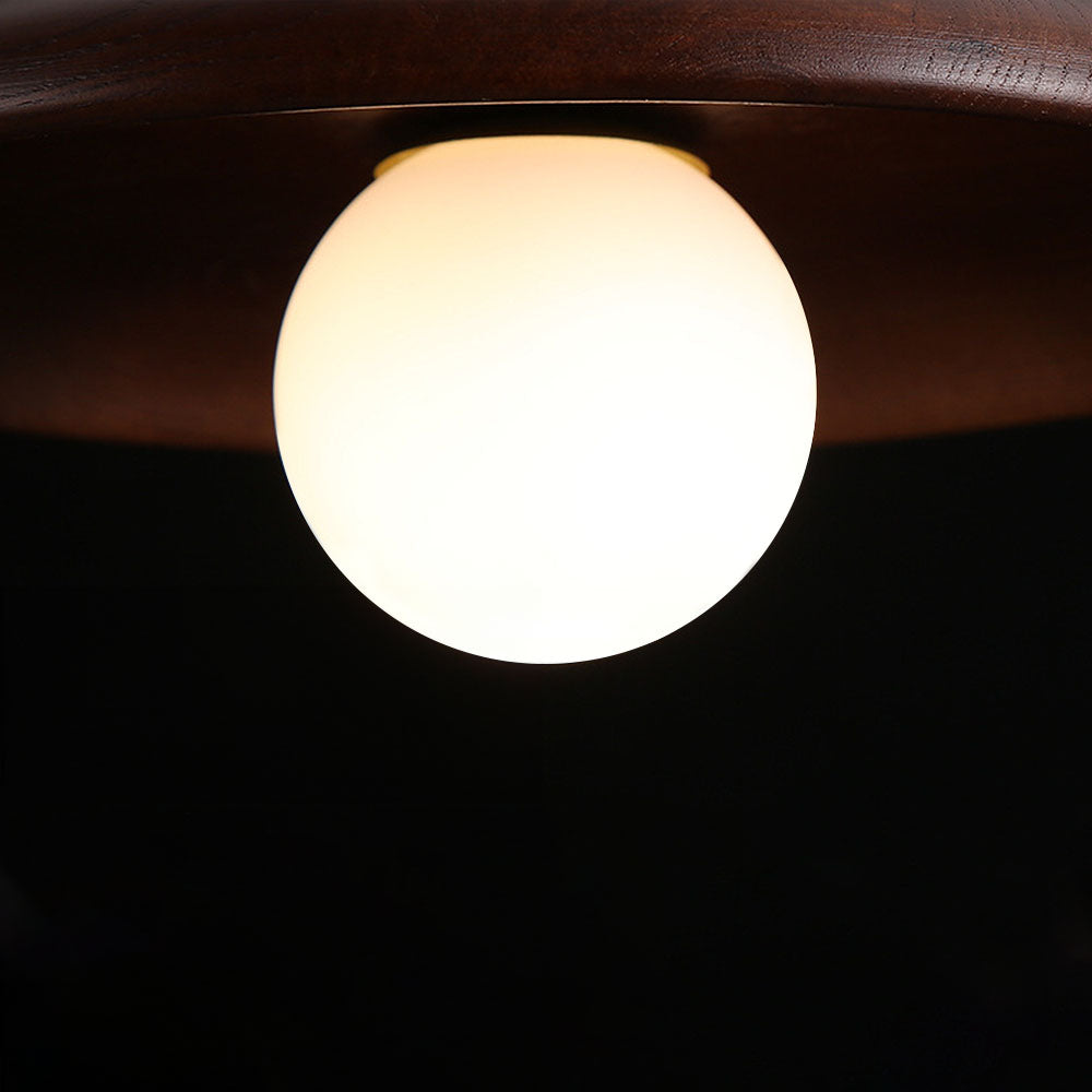 Houten Plafondlamp Met Zachte Lichtbol En Scandinavische Uitstraling