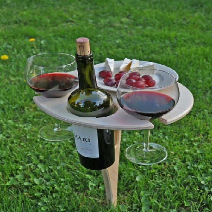 Inklapbare Houten Picknicktafel met Ingebouwde Wijnhouder voor Outdoorgebruik
