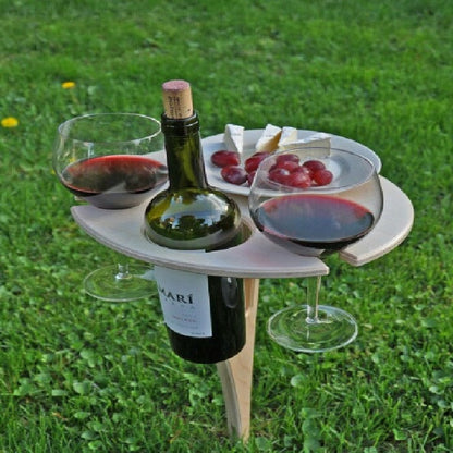 Inklapbare Houten Picknicktafel met Ingebouwde Wijnhouder voor Outdoorgebruik