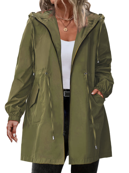 Plus Size Dames Regenjas met Capuchon en Ritssluiting