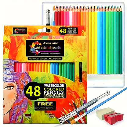 Waterverf Kleurpotloden – Set van 48 Professionele Potloden voor Artistiek Gebruik