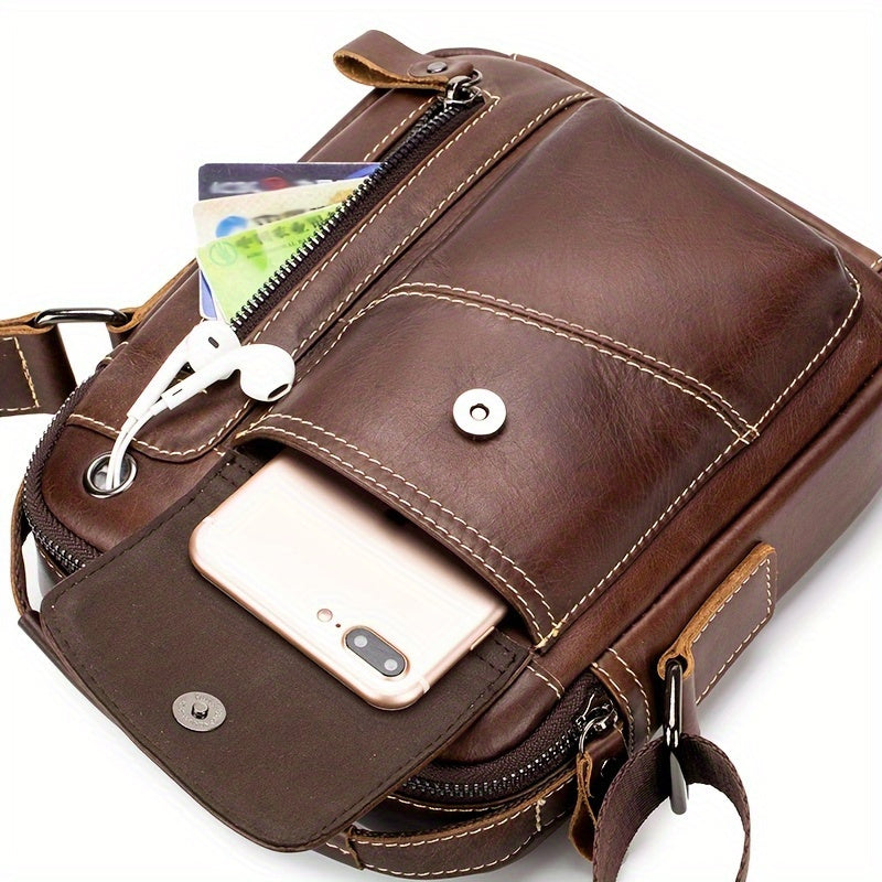 LionCarry Rundleer Handtas – Gelaagde Klasse voor Elke Gelegenheid