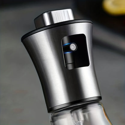 304 Roestvrij Staal & Glas Olie Spuitfles - Grote Capaciteit Gedrukte Spuit voor Keuken, BBQ, Grillen - BPA-Vrij, Driehoeksontwerp, Perfect voor Olijf- en Barbekouolie - Eid Al-Adha Mubarak Cadeau Idee, Keukenaccessoire | Strak Accessoire | Bpa-vrij Mater