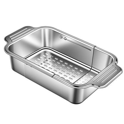 SinkFlex Mandje – Verstelbare RVS Afgietmand voor Spoelbakken en Keukencomfort