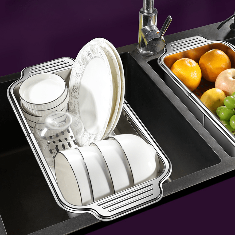 SinkFlex Mandje – Verstelbare RVS Afgietmand voor Spoelbakken en Keukencomfort