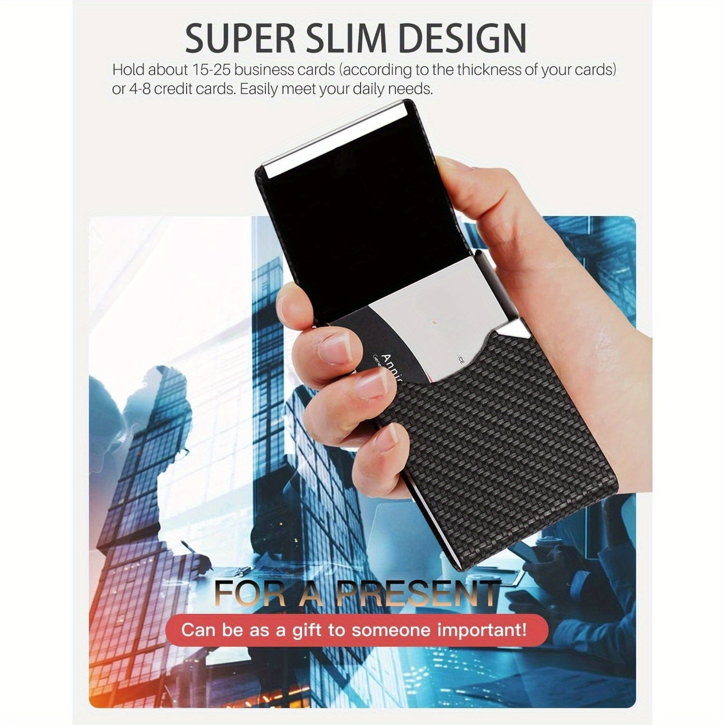 SteelGuard Visitekaartjeshouder – Zwart Carbon Design met RFID-bescherming