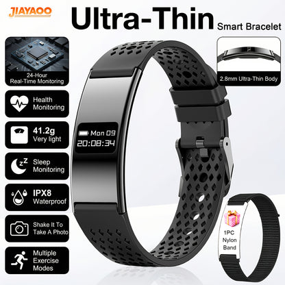 Ultradunne Smartwatch met 2,8 mm Behuizing, IPX8 Waterbestendigheid en Multifunctionele Gezondheidsfuncties