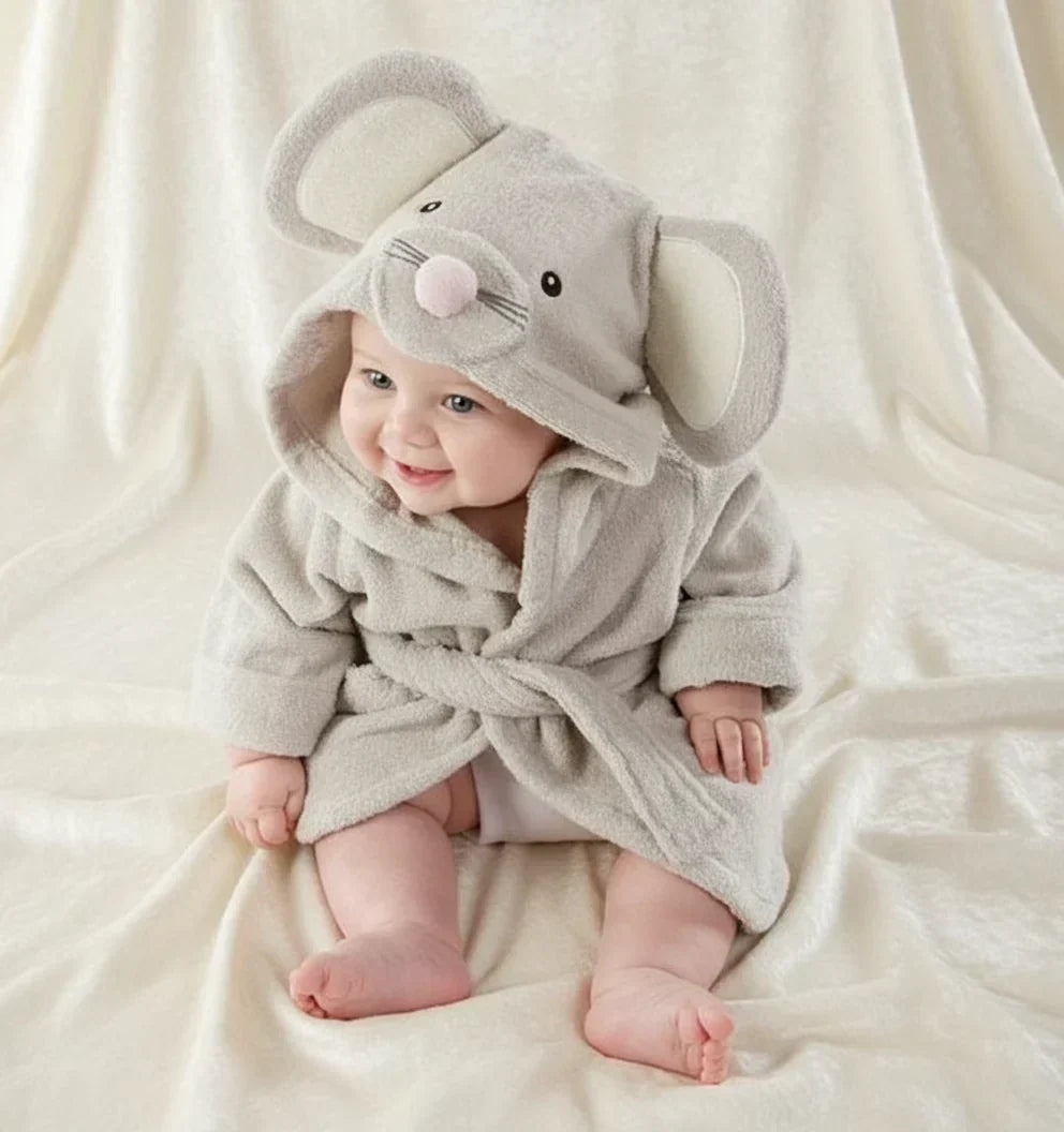 Zachte Babybadjas met Capuchon en Schattige Dierenoortjes