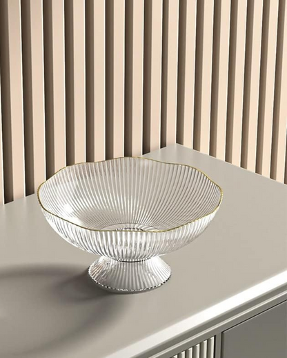 Keramische Fruitkom Met Geribbelde Vorm En Verhoogde Basis