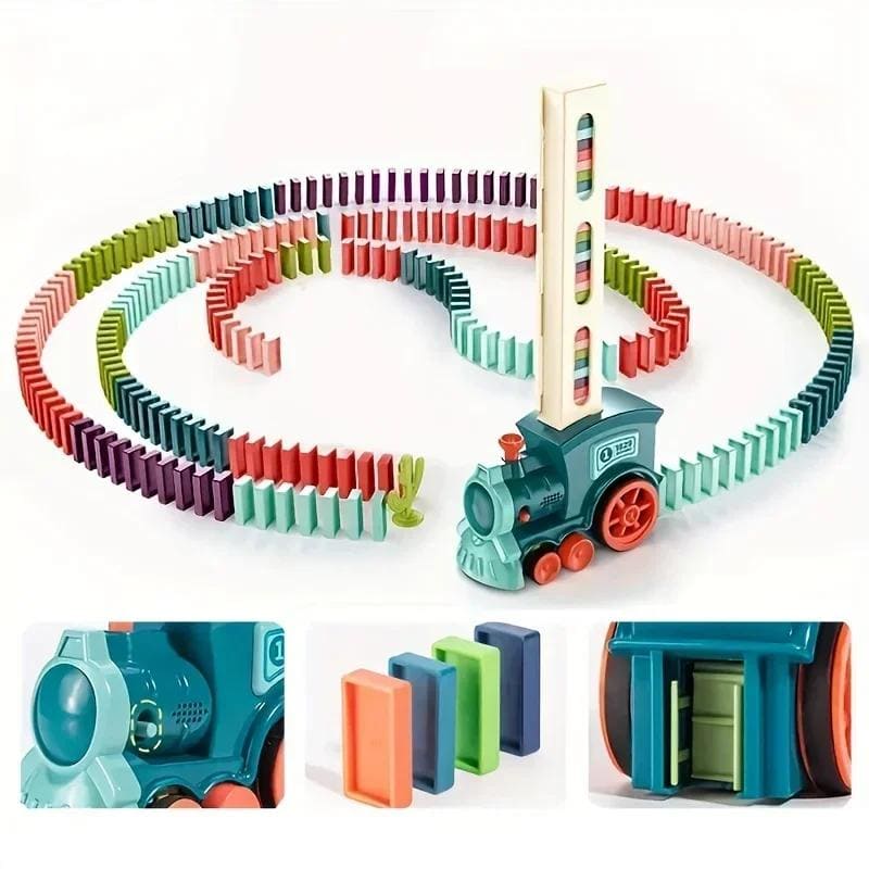 Automatische Dominotrein voor Kinderen met Kleurrijke Dominostenen